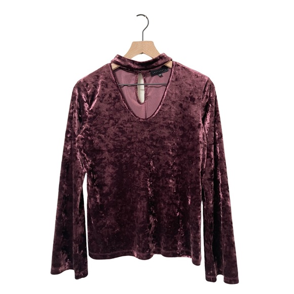 Sanctuary Tops - Sanctuary Velvet Texture Flare Sleeves Fall Inspired Plum Blouse Size Small